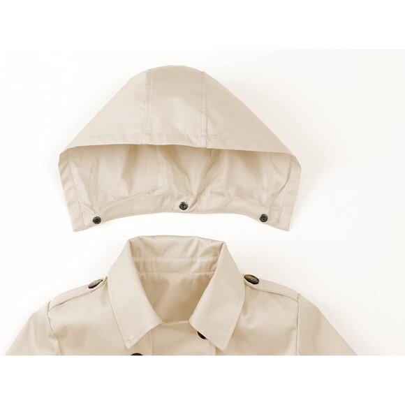 ⚡Women's White Trench Coat Double Breasted Classic Lapel Overcoat Belted Slim - Picture 5 of 7